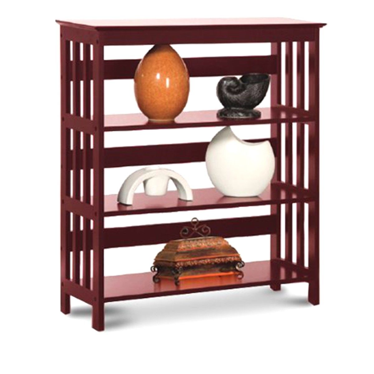 Home Office Wooden Bookcase Storage Bookshelf 3 Shelves Cherry