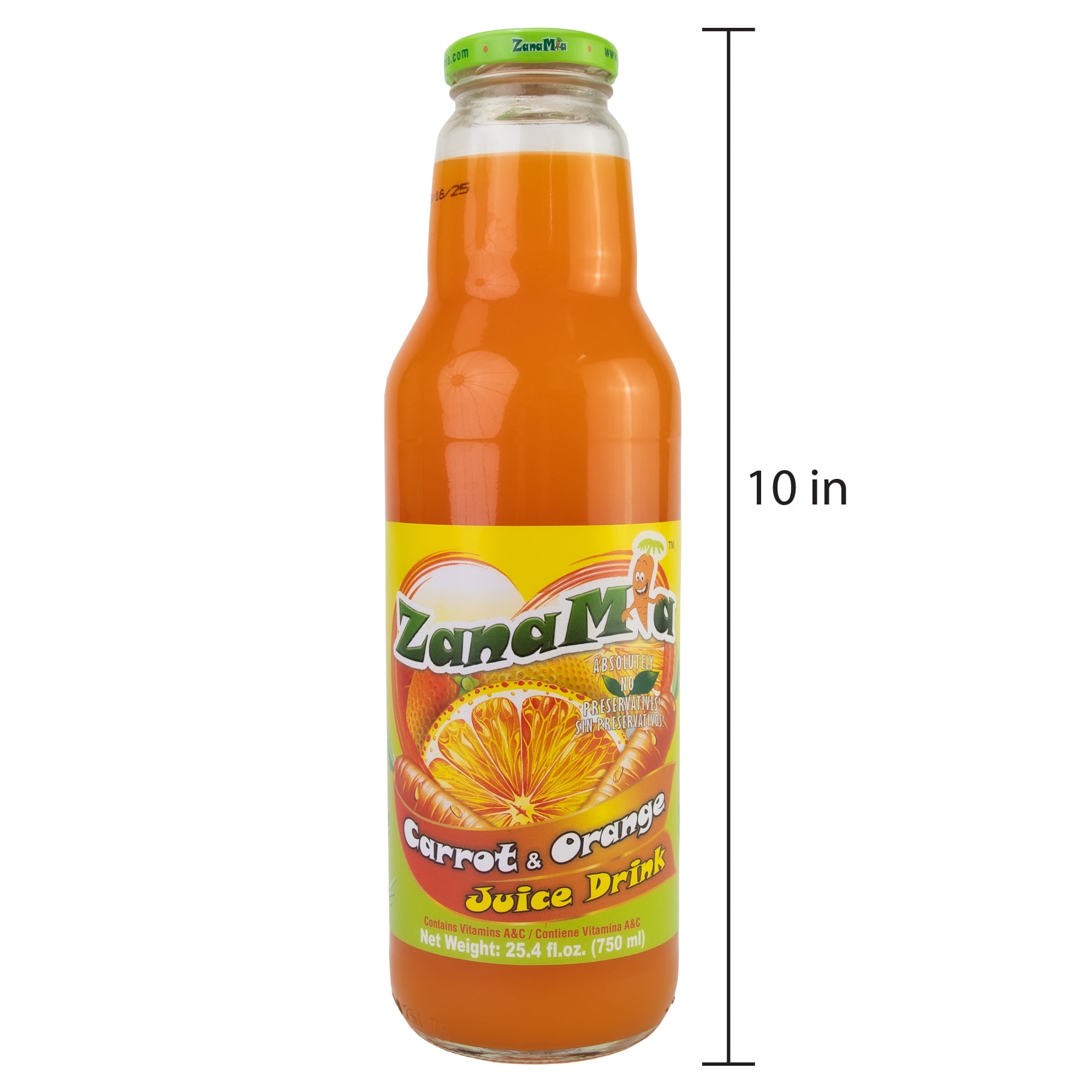 ZanaMia Carrot Orange Juice Drink, 25.4 fl oz Single Glass Bottle