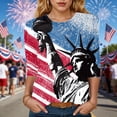 thumbnail image 2 of UngA USA 250th Anniversary T Shirt Women American Flag 3/4 Sleeve Shirt 4th of July T-Shirt USA Flag Patriotic Tee Tops (Watermelon Red,L), 2 of 8