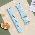 thumbnail image 2 of 2 Pack Silicone Floral Engraved Bands Compatible with Apple Watch Band 41mm 40mm 38mm Women, Cute Two-Tone Flower Soft Sport Strap for iWatch Bands Series 9 SE 8 7 6 5 4 3 2, Blue+Pink, 2 of 5