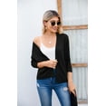 thumbnail image 5 of HOWCOME Women's 3/4 Sleeve Shrugs Lightweight Open Front Cropped Cardigan(Black,M), 5 of 6