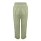 thumbnail image 5 of Pantalones elásticos de cintura alta y pierna ancha para mujer - Algodón y lino, color liso retro, para todas las estaciones, corte recto holgado, lavado a máquina/a mano, tallas S-XXL, 5 of 5