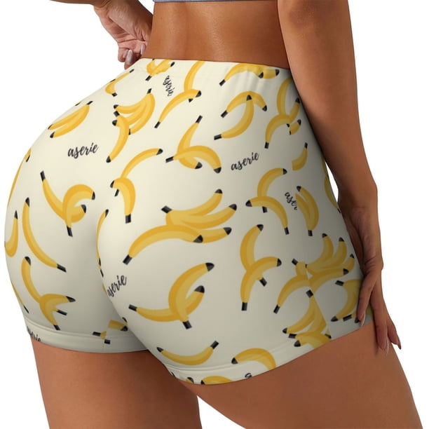 Fotbe Banana Shorts Sin Costuras – Shorts Deportivos de Cintura Alta para Mujer, Elásticos para Gimnasio, Yoga, Running o Ciclismo-Medium