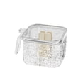 thumbnail image 1 of Modern Rotating Spice Storage Container with Airtight Lids & Built-in Spoons - 4 Compartment Clear Plastic Seasoning Organizer for Kitchen, BPA-Free, Stackable Design for Salt, Sugar, MSG and Spices, 1 of 6