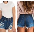 thumbnail image 4 of Moda mujer verano borlas Jeans pantalones cortos espalda cremallera pantalones cortos de mezclilla (S), 4 of 6