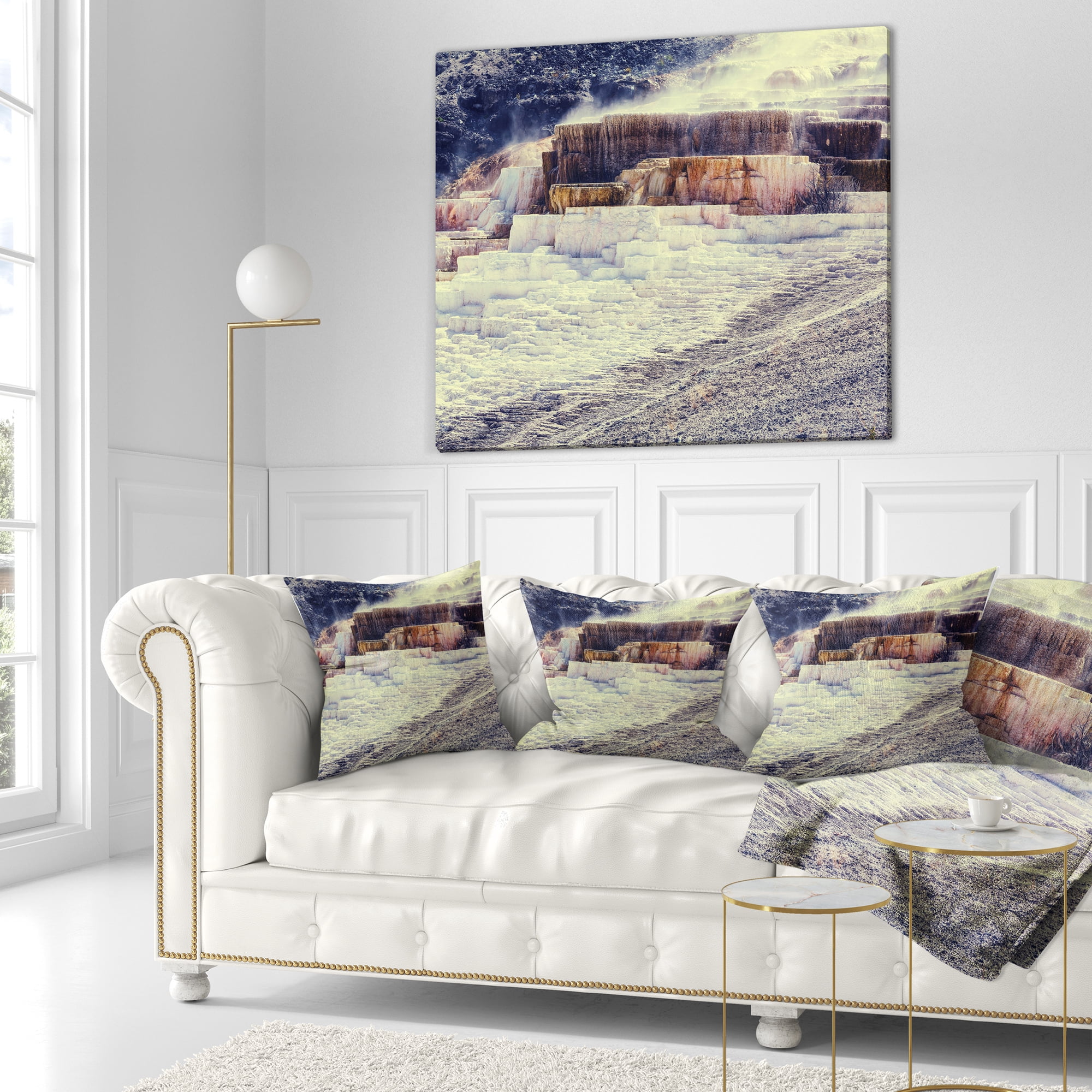Designart Hot Springs in Yellowstone - Seascape Throw Pillow - 16x16
