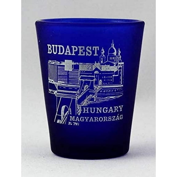 Budapest Hungary Cobalt Blue Frosted Shot Glass