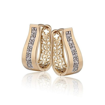Tacori 18k Earrings - ON SALE - 2 in 1 18k Gold P With Crystal Diamonds Filigree Hoop Earrings Gold