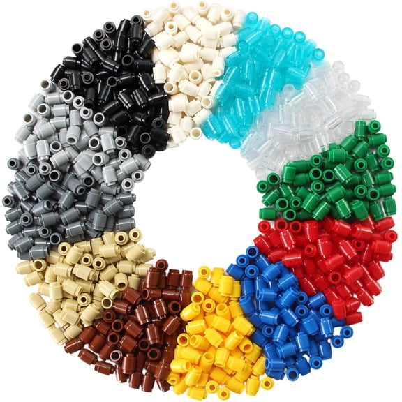600 Pieces 1x1 Round Bricks Bulk Multicolored Classic Basic Parts Building Creative Play Set Blocks Toy Accessories Compatible with 3062 Major Brands (12 Mixed Color)