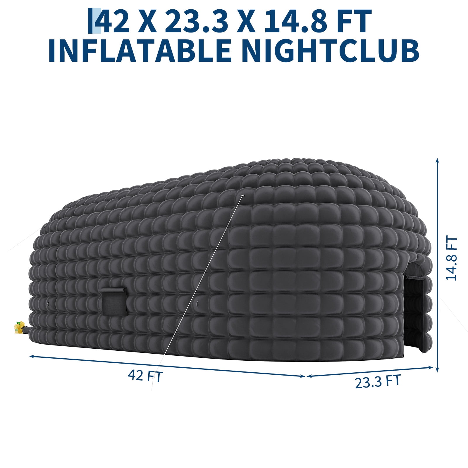 Inflatable Nightclub Party Tent 42x23.2x14.8ft, Portable Blow Up for Birthday, Wedding, Rental, Black