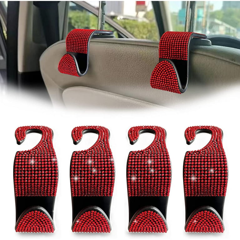 4PCS Car Seat Hooks, Car Bling Rhinestone Seat Headrest Hooks, Front and  Rear Seat Hook Organizer, Can be Used for Handbags, Clothes, Purse, Water  Bottles (Red) 