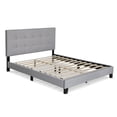 thumbnail image 2 of Furinno LAVAL Queen Upholstered Bed Frame with Button-Tufted Headboard and 12-Piece Wooden Slat Support, Light Grey, 2 of 9