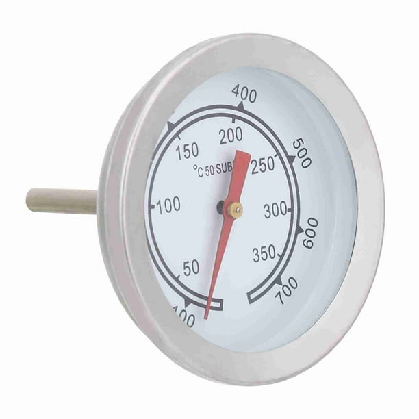 Termómetro para barbacoa de acero inoxidable de 100 a 700 ℉, indicador de temperatura, esfera analógica, escala doble