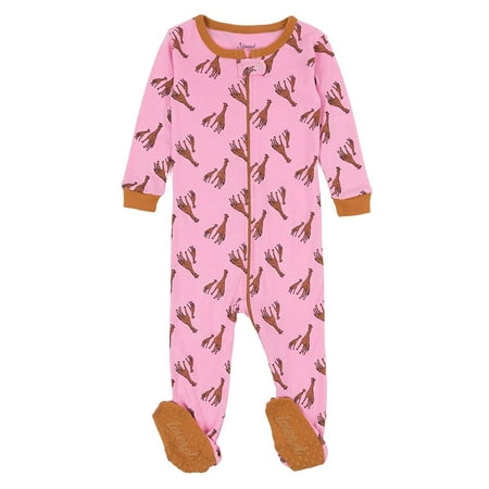 

Leveret Kids Footed Cotton Pajama Pink Horse 2 Year