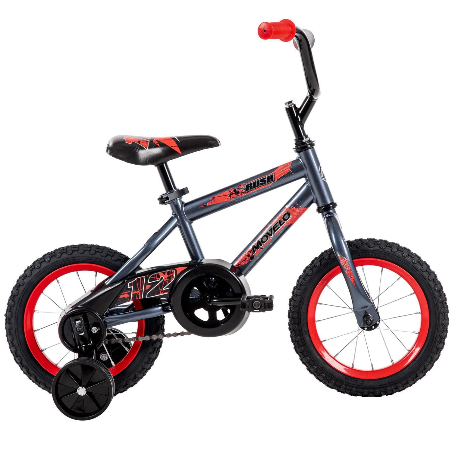Movelo Rush 12-inch Bike for Boys, Grey/Red, Ages 3-5