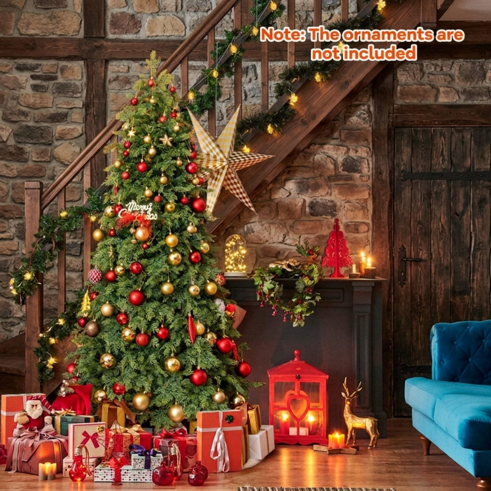 RUIE 6 ft Green Artificial Christmas Tree, Unlit Hinged Xmas Tree with 721 Branch Tips and Foldable Metal Base for Home Office