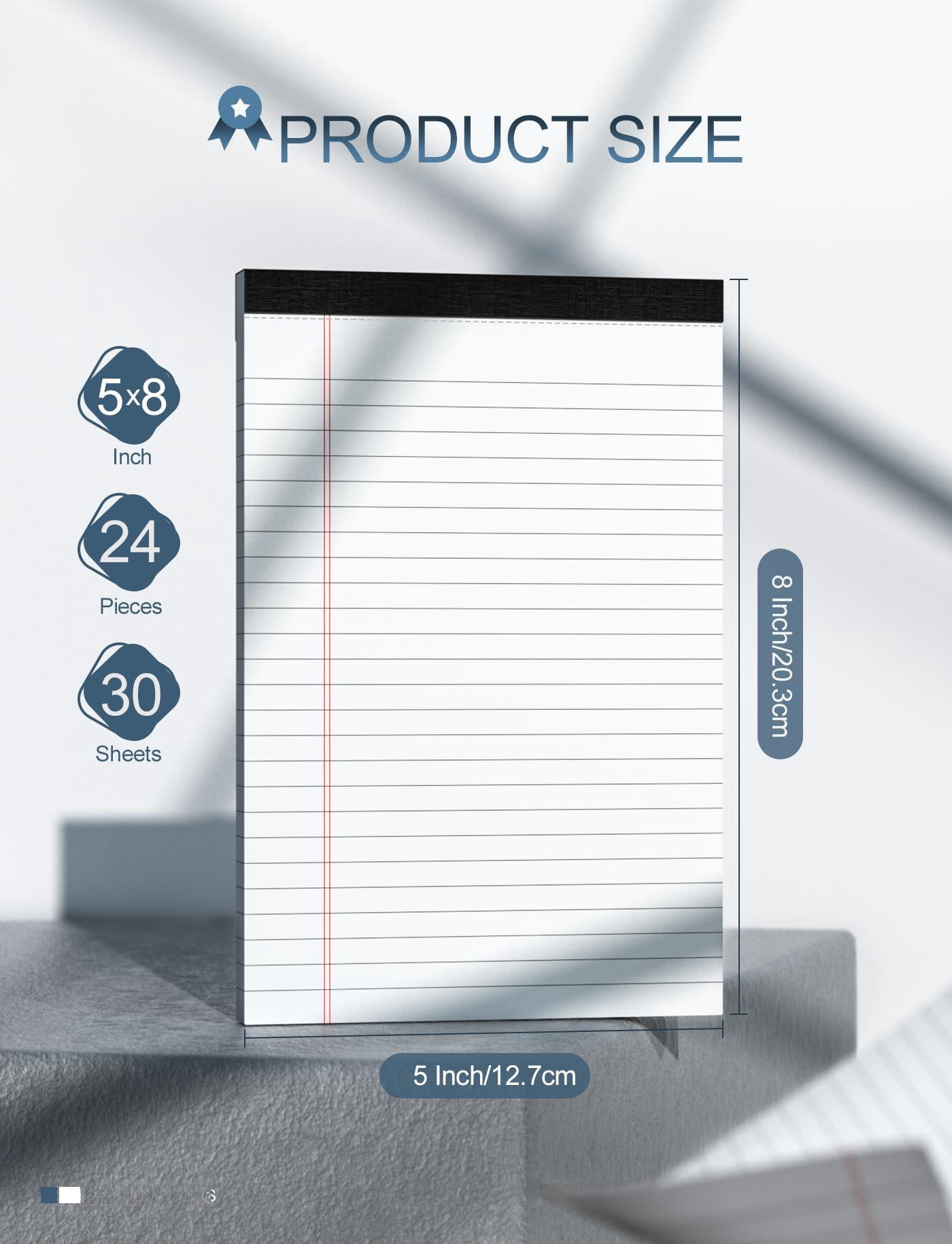 24 Pack Small Legal Pads 5x8 White Note College Ruled Paper Tablets For Office 80 Gsm Narrow Pad Notepad 30 Sheets Writing Lined Notepads