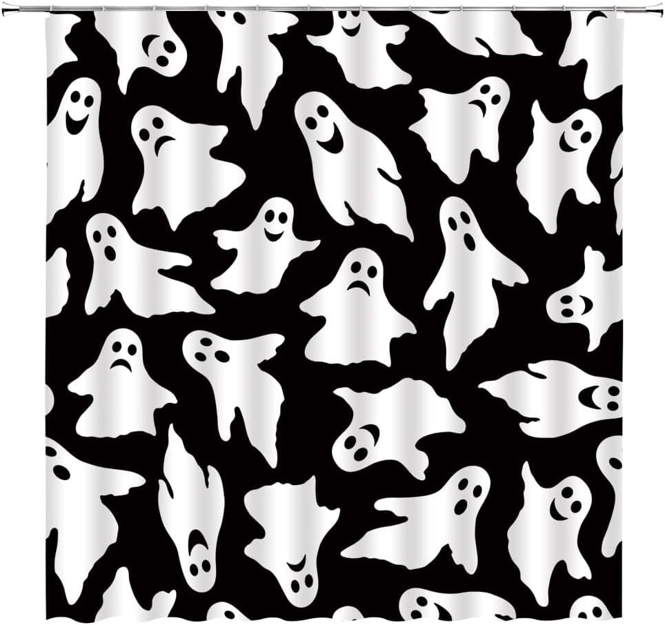 JOOCAR Halloween Ghost Shower Curtain Spooky Cute Funny Cartoon Ghosts