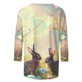 thumbnail image 5 of lcziwo Womens Easter Shirt Trendy 3D Bunny Rabbit Print Shirts Loose Casual Round Neck 3/4 Sleeve T-Shirt Cotton Pullover Tops Multicolor XXXL, 5 of 6