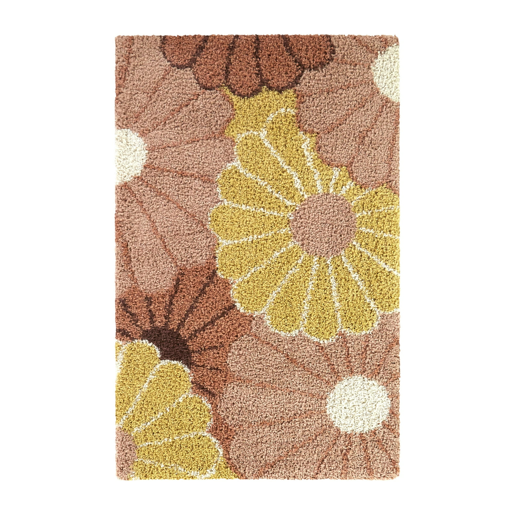 Mainstays Pink Floral Indoor Shag Area Rug, 4 ft x 5 ft 5 in