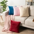 thumbnail image 5 of PAVILIA Teal Blue Throw Pillow Covers 18x18 Set of 2, Decorative Pillow Cases for Bed Sofa Couch, Boho Aesthetic Accent Decor Cushion Bedroom Living Room, Velvet Square Euro Sham Cover, Turquoise Blue, 5 of 8