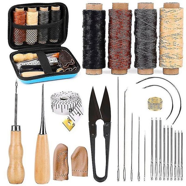 Kit de costura de cuero con agujas de ojo grande, hilo encerado, herramientas de costura de cuero para artesanías de cuero Botao