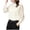 White, variant on Samickarr Mesh Stitching Tops For Women Round Neck Long Sleeve Solid Patchwork Causual Loose Short Tops