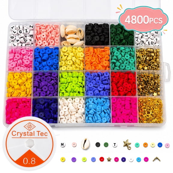 Bracelet Making Kit Jewelry Making Bracelets Necklace Earring DIY Craft Jewelry Kit Gift for Women 4800 Pcs