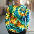 thumbnail image 2 of Tie Dye T-Shirts Mens Colorful Graphic Tee Shirt Long Sleeve Crew Neck Basic Tees for Men Spring Fall Tops (L, Tie-dye A), 2 of 5
