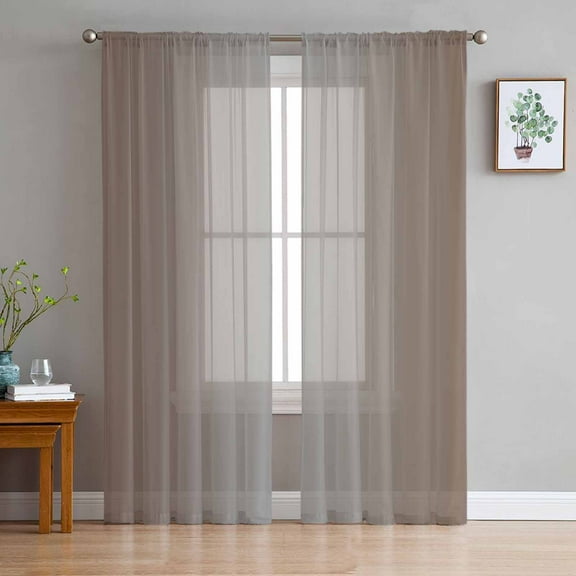 Brown Gray Ombre Sheer Curtains 72 Inches Long 2 Panels Set, Window Sheer Curtains for Living Room/Bedroom, Modern Gradient Abstract Art Light Filtering Rod Pocket Curtain 52'' x 72'' x 2