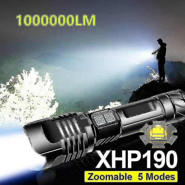 1000000 Lm Super Xhp190 potente linterna Led 18650 Xhp90 Led antorcha Usb recargable linterna táctica Zoom lámpara de mano