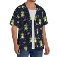 thumbnail image 2 of Rateoe Dinosaur Astronaut Pattern Men's Short Sleeve Classic Shirt, Casual Short-Sleeved Shirt, Lightweight Summer Shirt, Cuban Collar Shirt,Button-Front Shirt-Large, 2 of 5