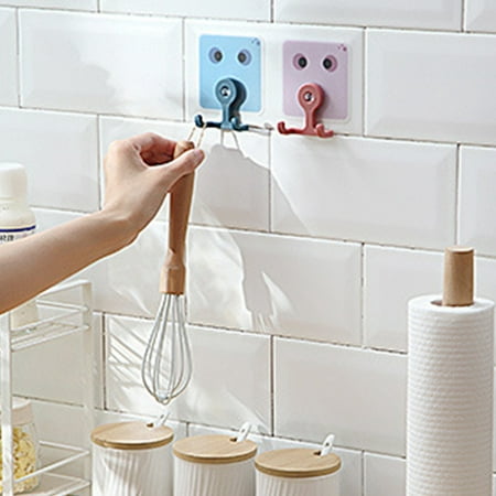 

jiaroswwei Hanger Hook Punch Free Wall-Mounting Plastic Wall Sticker Bathroom Accessories for Washroom
