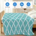 thumbnail image 4 of Quatrefoil Moroccan Pattern Cooling Blanket, Lightweight Breathable Summer Throw Blanket with Double Sided Cold Effect,Geometric Aqua Morocco Picnic Beach Blankets Bed Sheet for Hot Sleepers 30"x40", 4 of 8