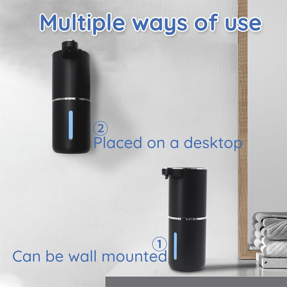 Liquid Soap Dispenser, Automatic Soap Dispenser,400ml Automatic Soap Dispenser Touchless, for Bathroom, Kitchen,Hotel,1 * Soap Dispenser 1 * USB Cable,Black