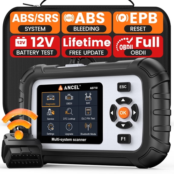 ANCEL AD710 OBD2 Scanner ABS SRS Engine Code Reader with ABS Bleeding EPB Reset Battery Test, Live Data, Full OBD2 Modes, Car Diagnostic Tool for All Cars