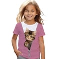 thumbnail image 3 of WOYY Girls Cute Cat Graphic Tee Casual Short Sleeve Crew Neck T-Shirt for Kids, Sizes 3-13, 3 of 3