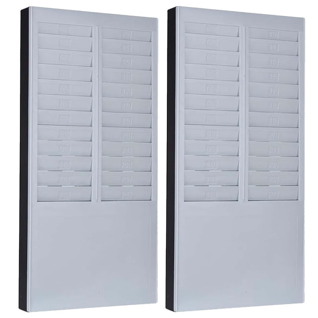 Tarjetero para Organizar OrgaCard 2Pzas 21x41.5x3.2cm 24 Bolsillos Media Carta Pared PVC Gris.