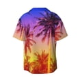 thumbnail image 4 of Goofa Palm Trees at Sunset Printed Men's Casual Short-sleeved Shirt,Lightweight Breathable Button-down,Summer Casual men's top,Versatile Fashion shirt-Small, 4 of 7
