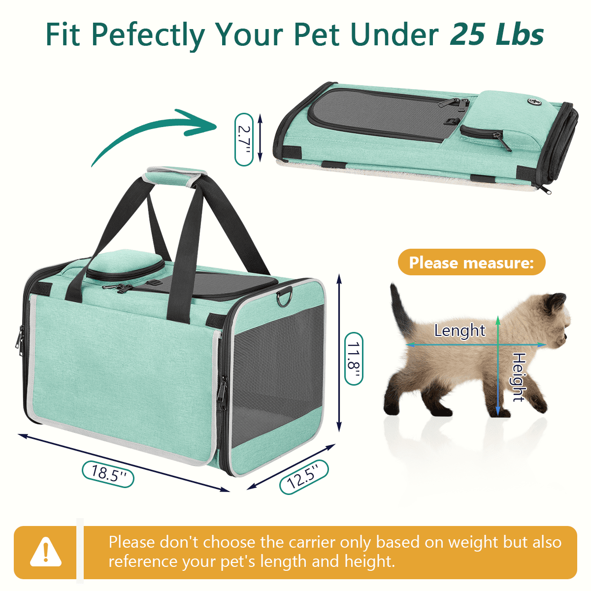 CshidWorld Cat Carriers for Large Cats up to 25LB, Large Cat Carrier with a Bowl, Soft Sided Carrier with 2 Side Roller Blinds for Pet Cat Kitten Small Dog Puppies Airline Approved, Green