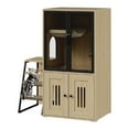 thumbnail image 3 of 2-Tier Cat Litter Box Furniture - Enclosed Hidden Litter Box Cabinet with Doors, Storage Shelf & Step Ladder - Discrepet Cat Toilet Furniture for Home Decor, Large Size for Multiple Cats, 3 of 8