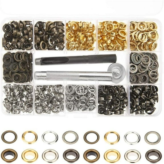 HONCLL 400Pcs 6mm Grommet Eyelets Assortment Kits Metal Eyelets Kits for Clothes