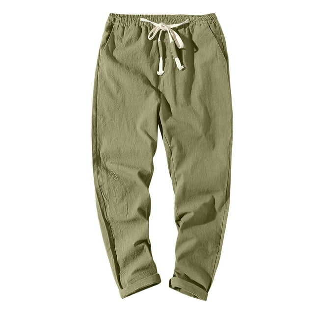 PEASKJP Sweatpants for Men with Zipper Pockets Quick Dry Workout Athletic Travel Pants, Green XL
