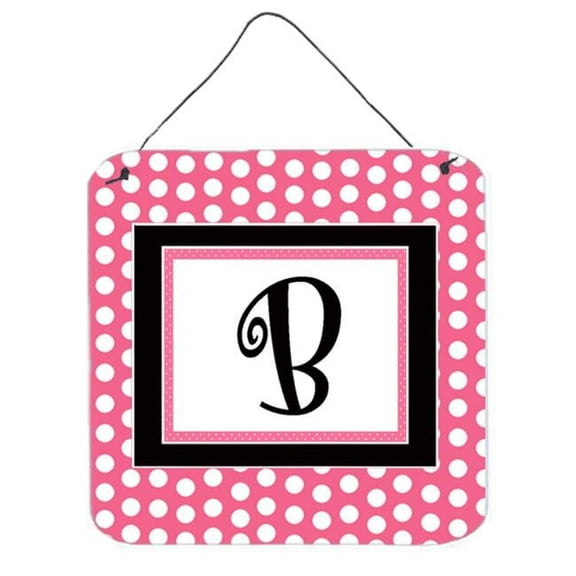 Carolines Treasures CJ1001-BDS66 Letter B Initial - Pink Black Polka Dots Aluminium Metal Wall Or Door Hanging Prints