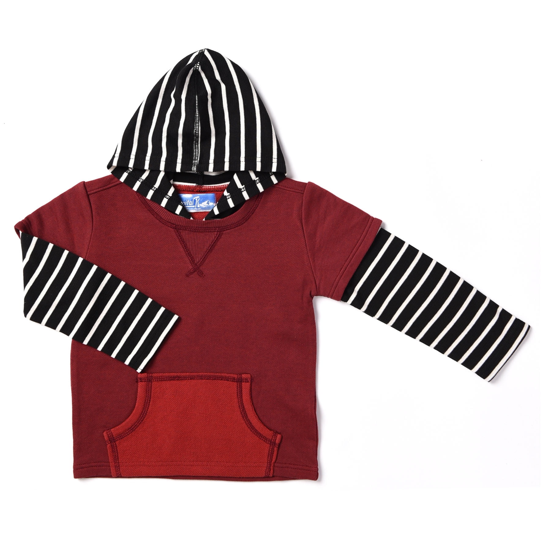 Kapital K Baby Toddler Boy Stripe Hooded Hangdown Layered Long Sleeve T ...
