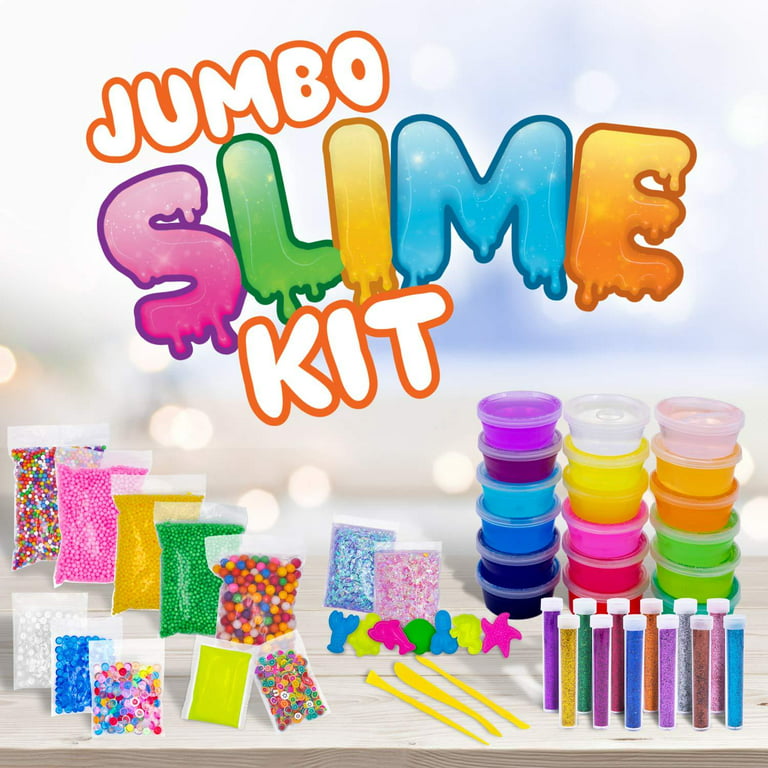 DIY Slime Kit for Girls Boys - Ultimate Glow in The Dark Glitter Slime  Making Kit - Slime Kits Supplies Include Big Foam Beads Balls, 18 Mystery  Box Containers Filled with Fluffy