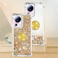 thumbnail image 2 of Glitter Clear Sparkly Bling Case for Xiaomi 13 Lite, Flowing Liquid Quicksand Cover with Diamond Ring Holder Case for Xiaomi 13 Lite  Gold, 2 of 7