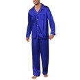 thumbnail image 6 of Vulcanodon Mens Silk Pajamas Set, Long Sleeve Satin Pajamas for Men Sleepwear Button Down Pjs Set Two-piece?Royal Blue, X-Large?, 6 of 6