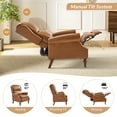 thumbnail image 3 of Vegan Leather Manual Recliner Set of 2 Roll Arm Nailhead Wood Leg Living Room Camel, 3 of 8