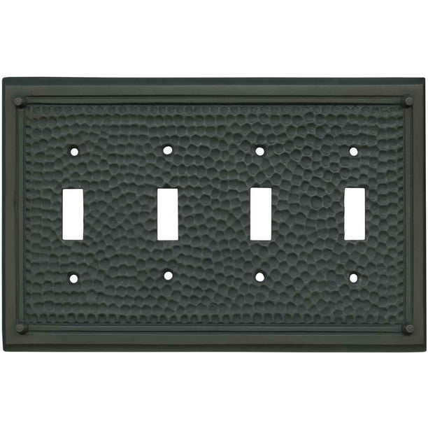 Hammered with Nails Oil Rubbed Bronze 4 Toggle Light Switch Covers